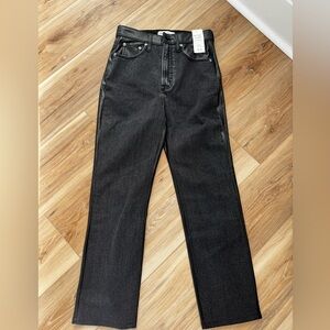 Abercrombie & Fitch Black High Rise two tone leather denim